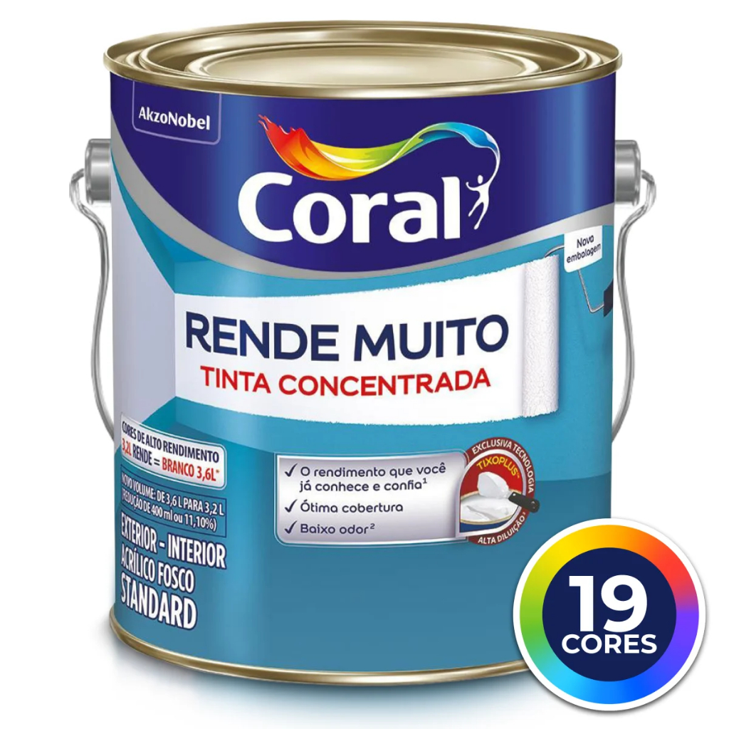 Tinta Acrilica Concentrada Rende Muito Coral Galão 3,2 Litros