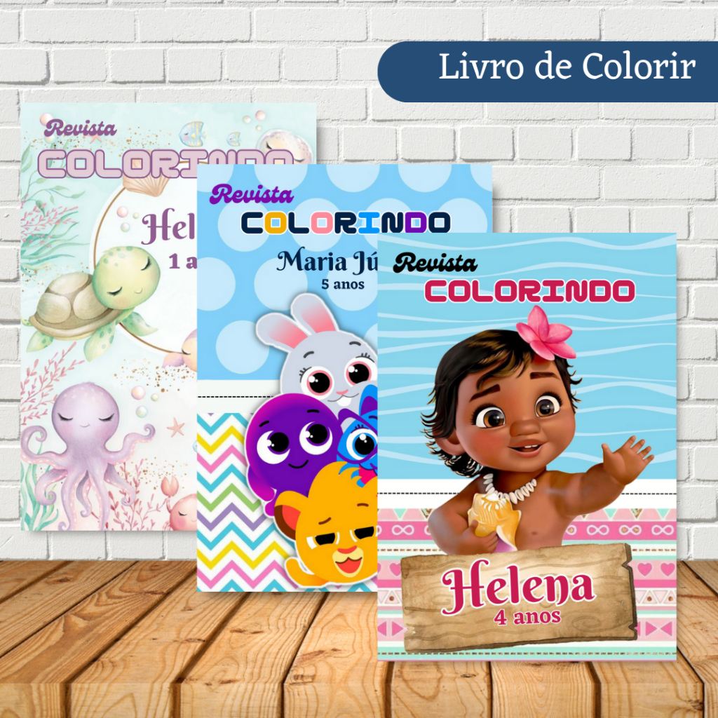 Kit VÁRIOS TEMAS Livrinho de colorir personalizado para lembrancinhas de Aniversário Infantil  - Livro de colorir