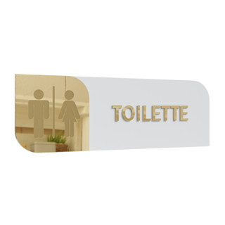 Placa Sinalização de porta Toilette Unissex MDF com acrilico espelhado