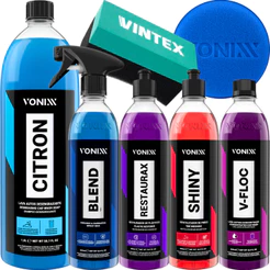Kit Shampoo V-Floc Citron Desengraxante Blend Spray Restaurax Shiny Pretinho Vonixx
