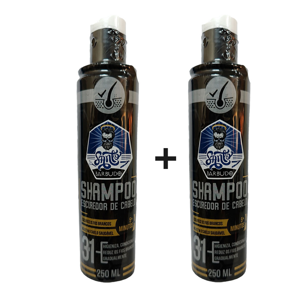 Kit Shampoo Escurecedor Barba e Cabelo Unissex Santo Barbudo Tonico Capilar Dom Pelo