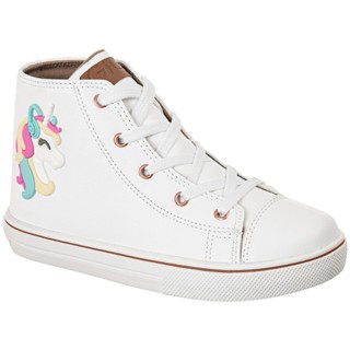 Tenis Infantil GiGiL Teen Feminino Enfeite Unicórnio Colorido Cano Alto Escolar Macio Leve Confortável Cadarço Star Moda Atual