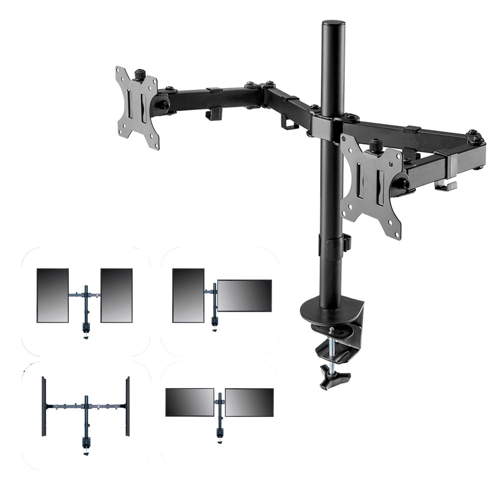 Suporte Para Dois Monitores Articulado Suporta de 13" ate 27" Polegadas