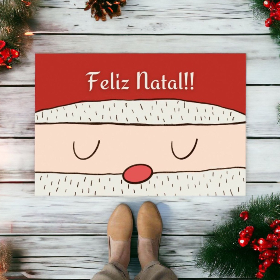 Tapete capacho para porta decoração de natal - Papai Noel
