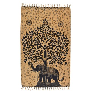 Canga De Praia Poliéster Elefante Arvore Da Vida Praia Piscina Verão Moda Índia Bege e Preto em Oferta na Shopee