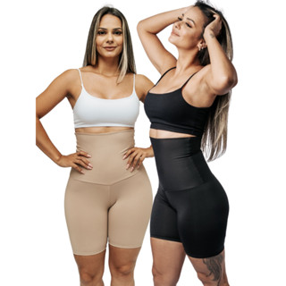 Bermuda Cinta Modeladora Feminina Alta Compressão Chapa Barriga 34 ao Plus Size Shorts Segunda Pele Modelador Compressão Não Enrola