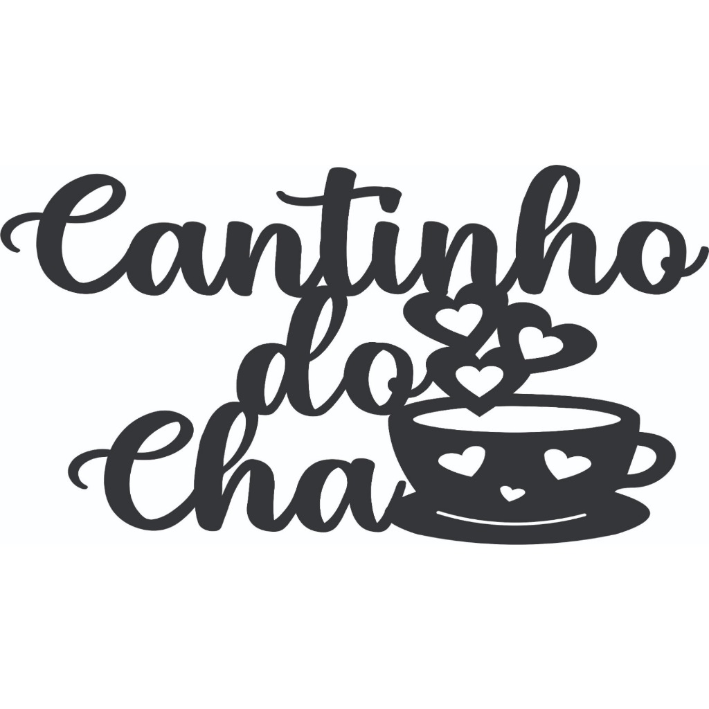 Kit Cantinho do Chá Bandeja + Aplique MDF Preto para Decoração Cozinha Escritório