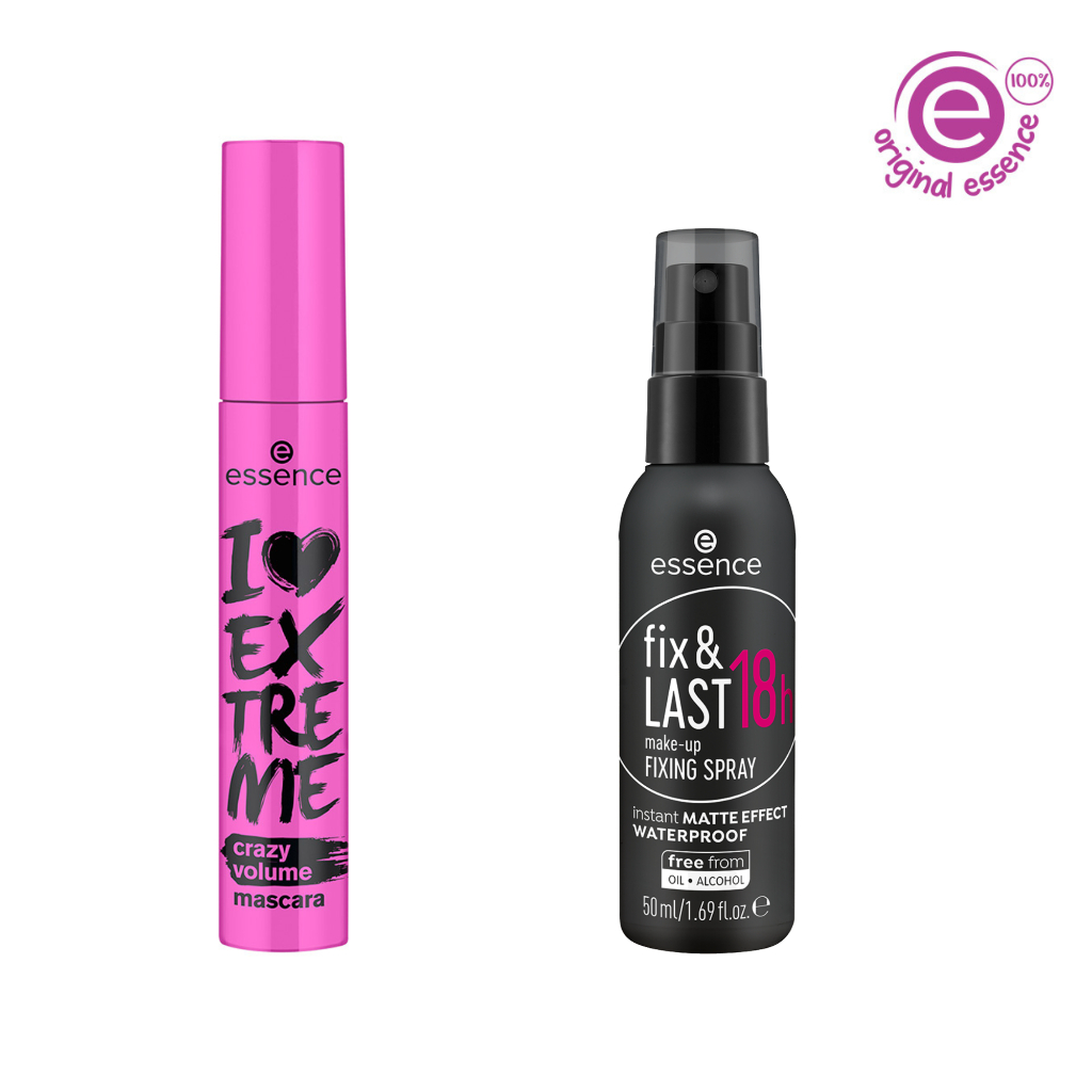 Kit Mascara de Cilios I love extreme Crazy volume + Fixador de Maquiagem Fixing Spray essence