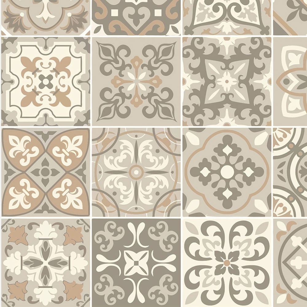 Adesivo Azulejos em tons de bege e marrom para Cozinha 4 mts - Home & Living