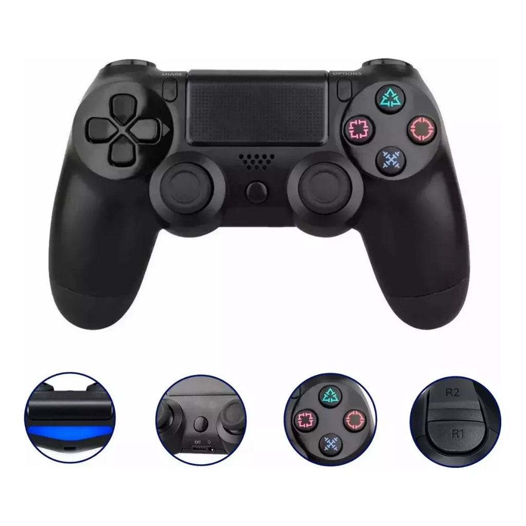 Controle Sem Fio Joystick Para Playstation 4 Ps4 Dualshock Cor Preto - Ps4 Tv Pc Celular Smart