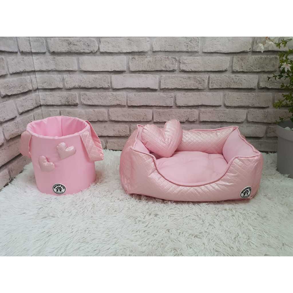 Kit Cama Colchonete Cesto Organizador Cachorro Almofada Pet Colchão Saco Brinquedo
