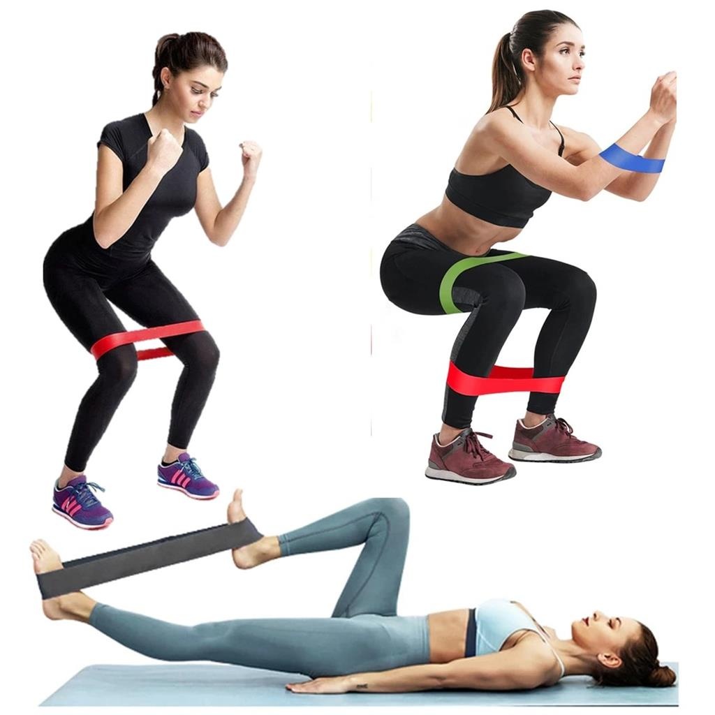 Kit 5 Faixas Elásticas Mini Band 5 Níveis para Treino Em Casa Yoga Pilates