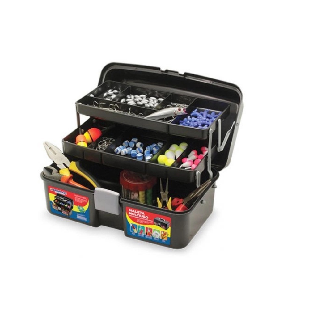 MALETA CAMPEAO DE VENDAS Multiuso com 2 Bandejas Ferramentas Tralha de Pesca Armarinho Caixa Organizadora em Oferta na Shopee