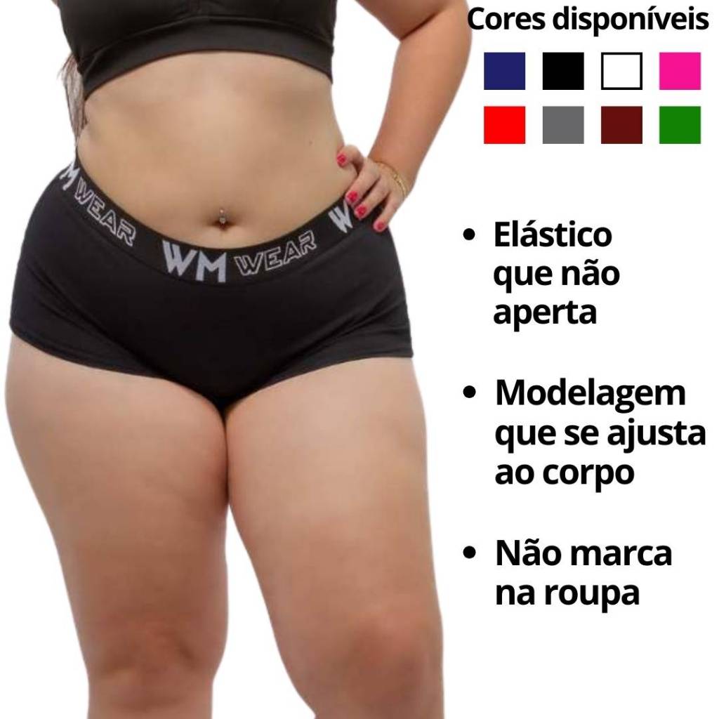 Calcinha Shortinho Box Boxer Feminino Algodão Plus Size Confortável Elástico não aperta na Cintura em Oferta na Shopee