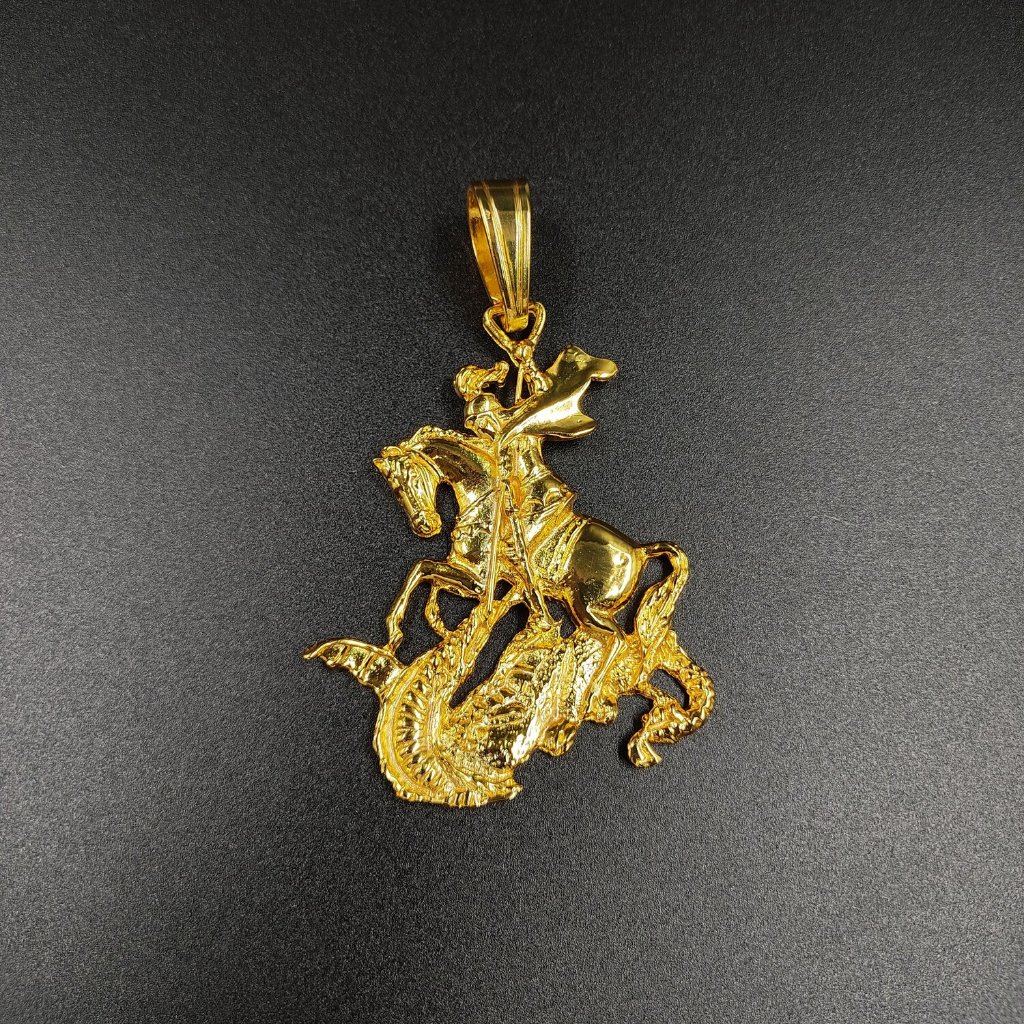 Pingente Grande Masculino São Jorge Detalhado Para Cordão Grosso Feito em Moeda Antiga Legítima