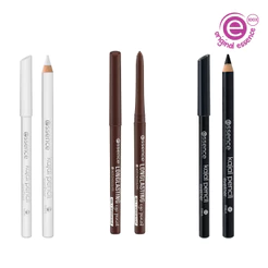 Kit 2 Lápis Kajal Preto e Branco + 1 Lápis longa Duração marrom essence