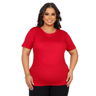 Blusa Feminina Plus Size Basica Camista Lisa Veste Do 48 ao 52