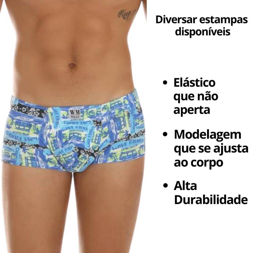 Cueca Sungão Estampada Confortável Não desfaz a Costura na Máquina em Oferta na Shopee
