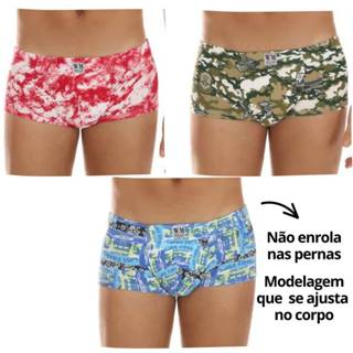 Kit 3 Cueca Sungão Estampada Confortável Não enrola nas pernas