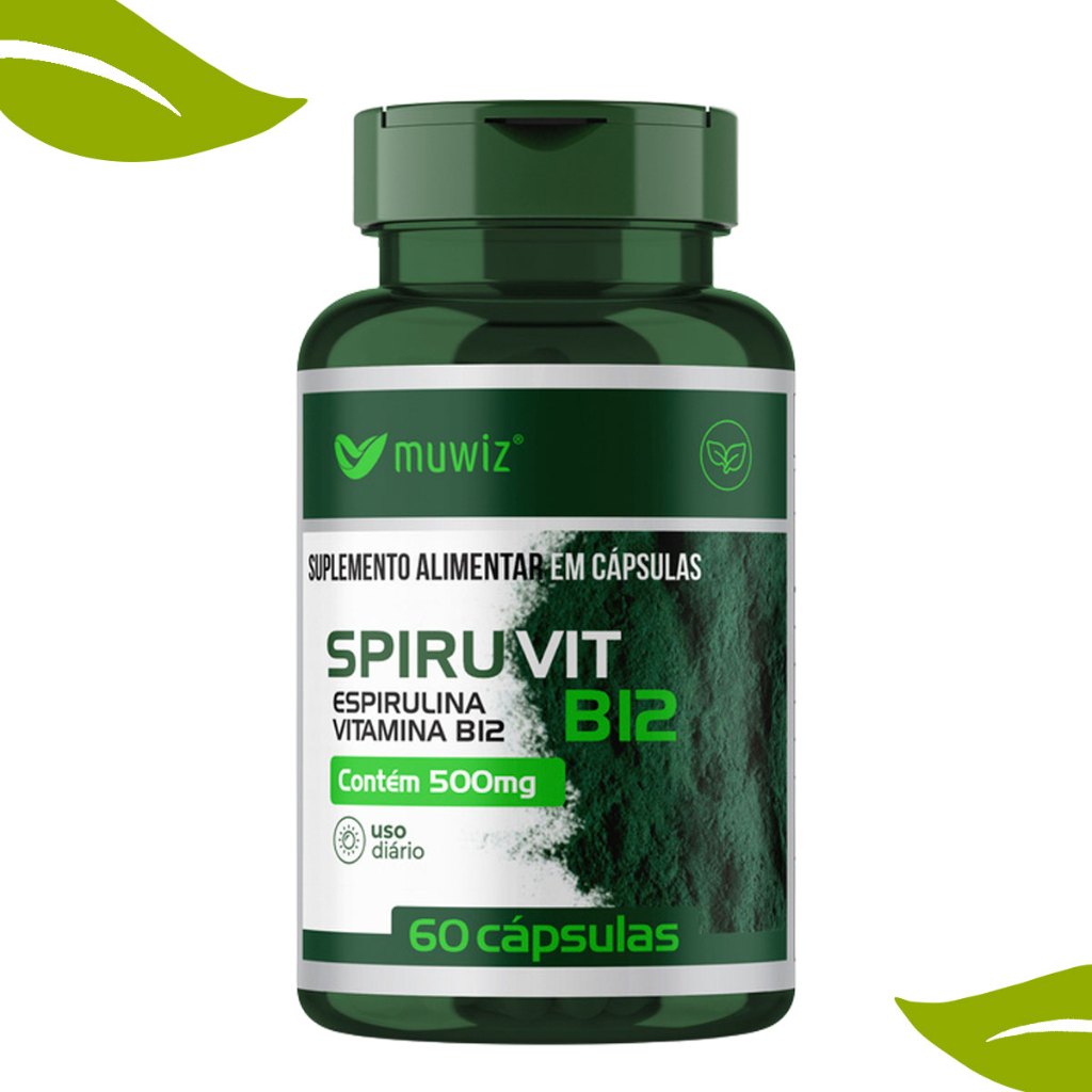 Espirulina com Vitamina B12 Muwiz - 60 Cápsulas - PROMOÇÂO