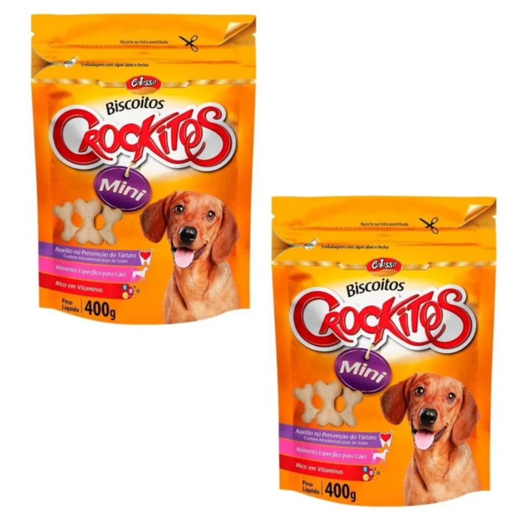 Biscoito Pet Crockitos Colosso Mini Raças Pequenas 400gr - Kit com 2 unidades