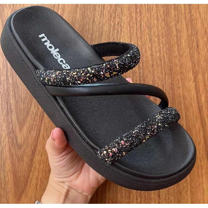 Sandália Papete Moleca Brilho Flatform 5469.121 Original em Oferta na Shopee