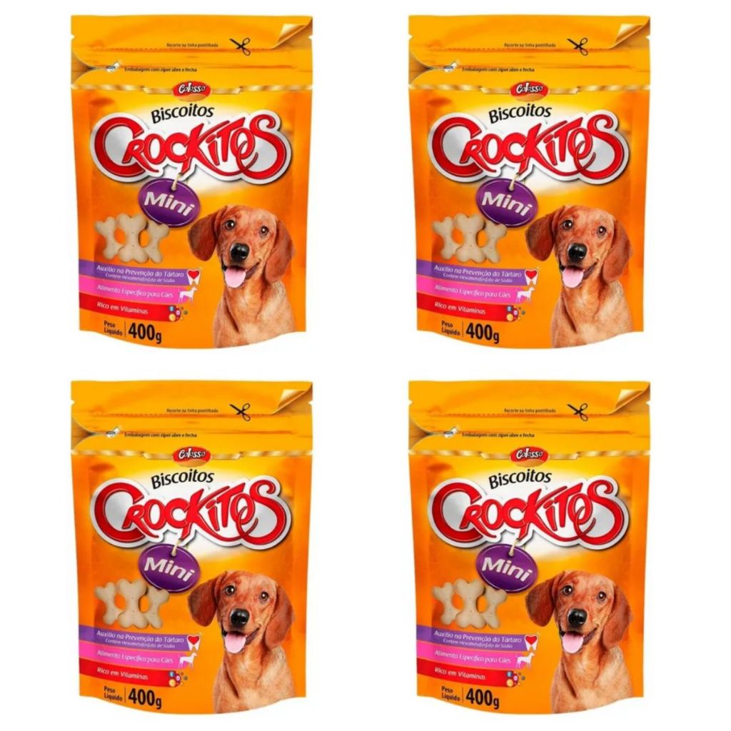 Biscoito Pet Crockitos Colosso Mini Raças Pequenas 400gr - Kit com 4 unidades