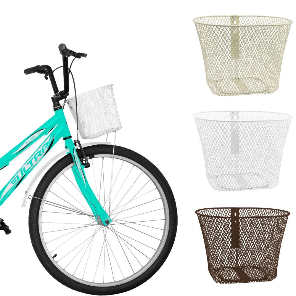 Cesto Cestinha Para Bicicleta Ultra Bikes Aro 24 - 26 Peças Para Reposição Ciclismo Em Aço Carbono