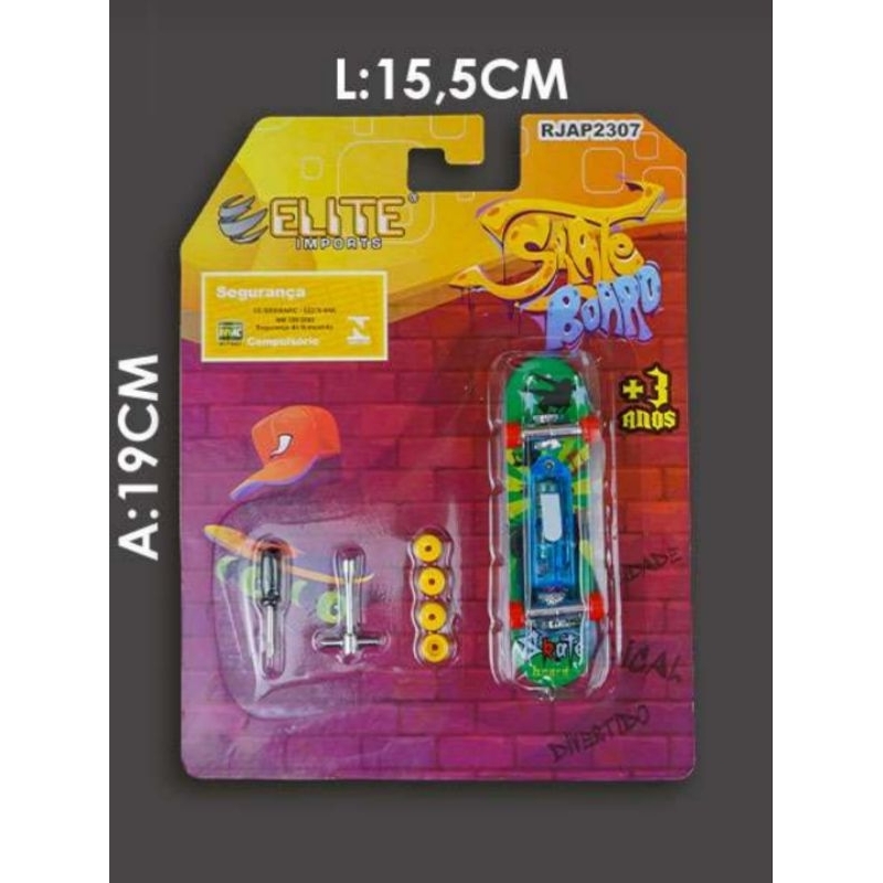 Skate de Dedo Com Luz Led Brinquedo Profissional Estampas Variadas Crianças Infantil Com Selo do Inmetro