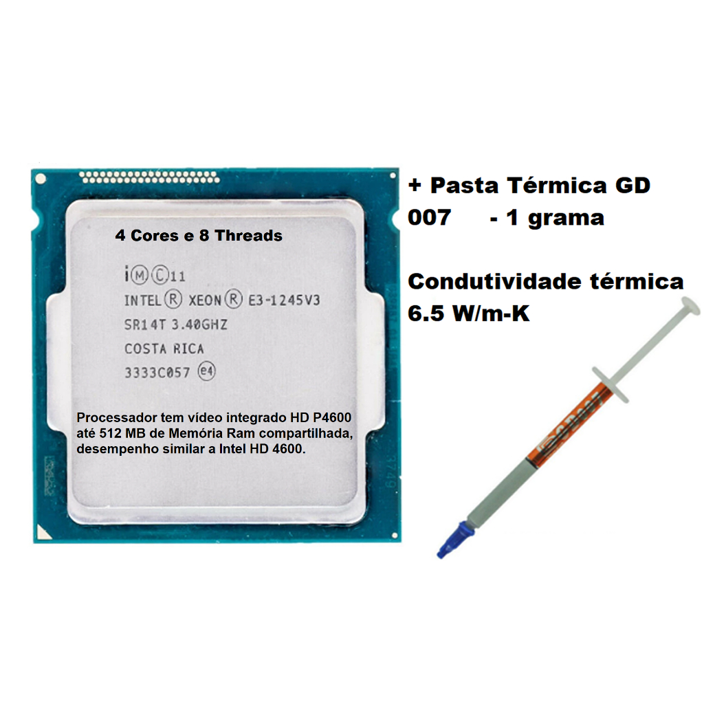 Intel Xeon E3 1245 V3 Usado, Sem Cooler 3.4 Ghz, Similiar I7 4770, Com Video Integrado SOCKET 1150