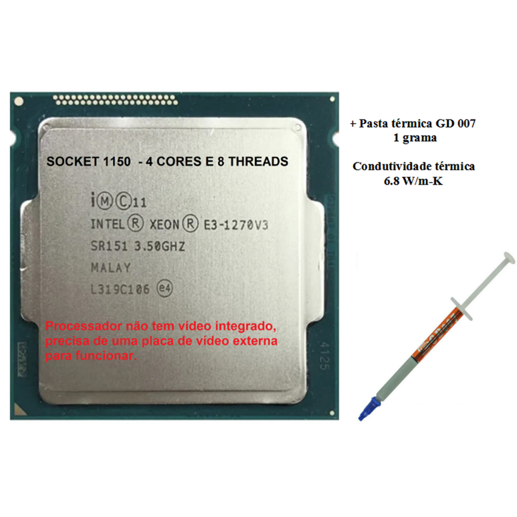 Intel Xeon E3 1270 V3 Usado, Sem Cooler 3.4 Ghz, 4/8 Similiar I7 4770 SOCKET 1150