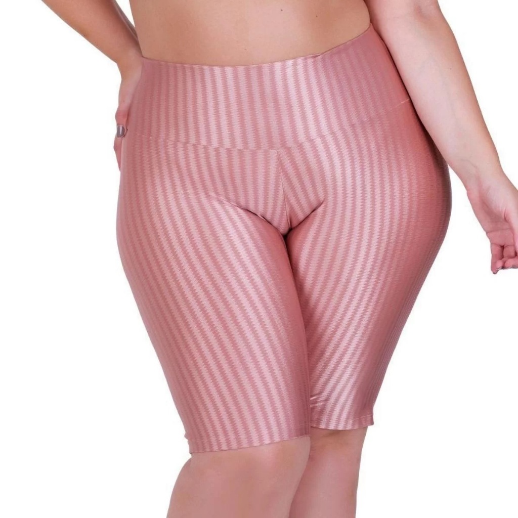 Bermuda Ciclista Plus Size Poliamida 3D Cintura Bem Alta