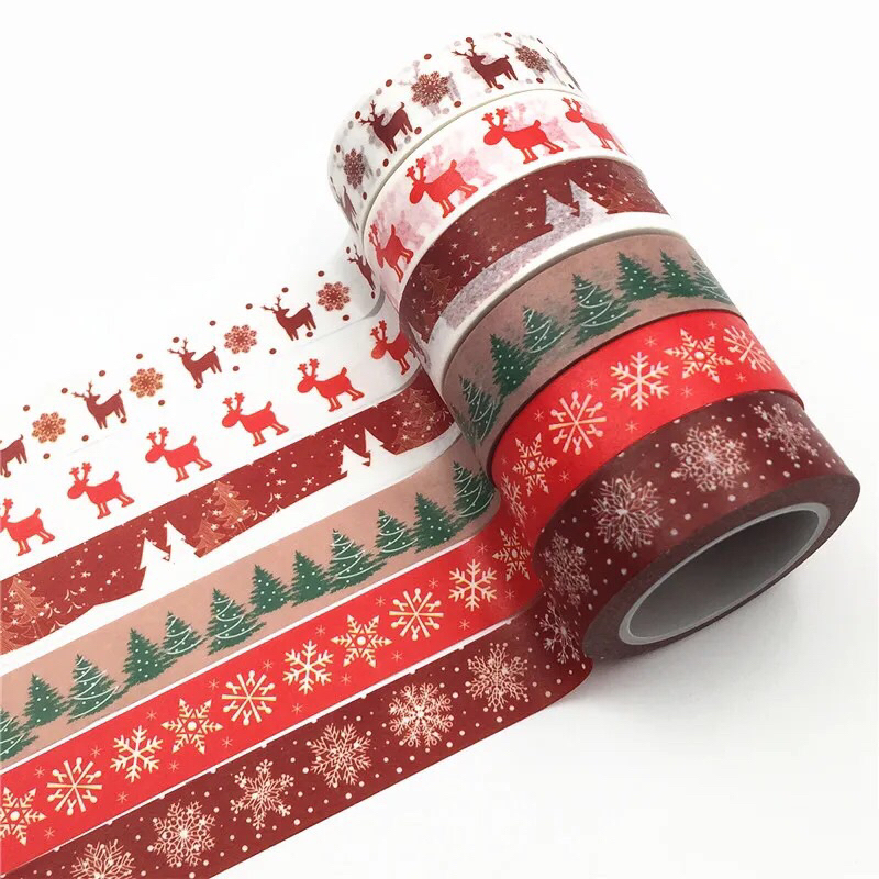 Rolo de washi tape (fita adesiva) natalina “Christmas time”