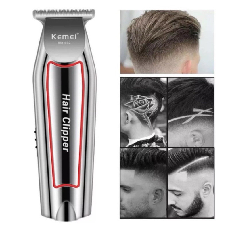 Máquina De Acabamento Profissional Kemei KM-032 Sem Fio Com Pentes E Escova De Limpeza em Oferta na Shopee