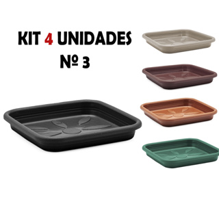 Kit 4 Pratos De Vaso Quadrado De Plástico Resistente N 3 em Oferta na Shopee