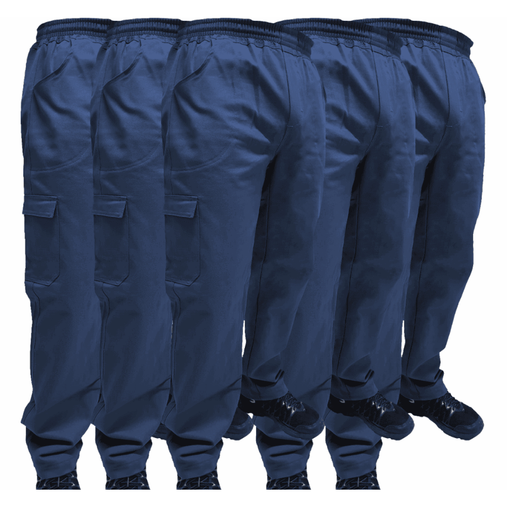 Detalhes do Kit C/ 5 Calça de Uniforme Mecânico Brim Profissional Reforçada