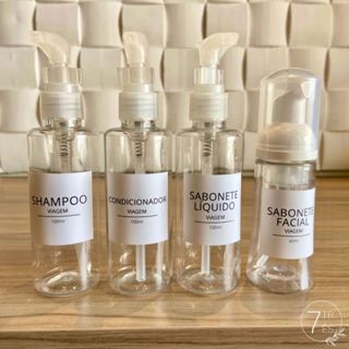 Kit viagem - frascos de 100ml para viagem + frasco espumador
