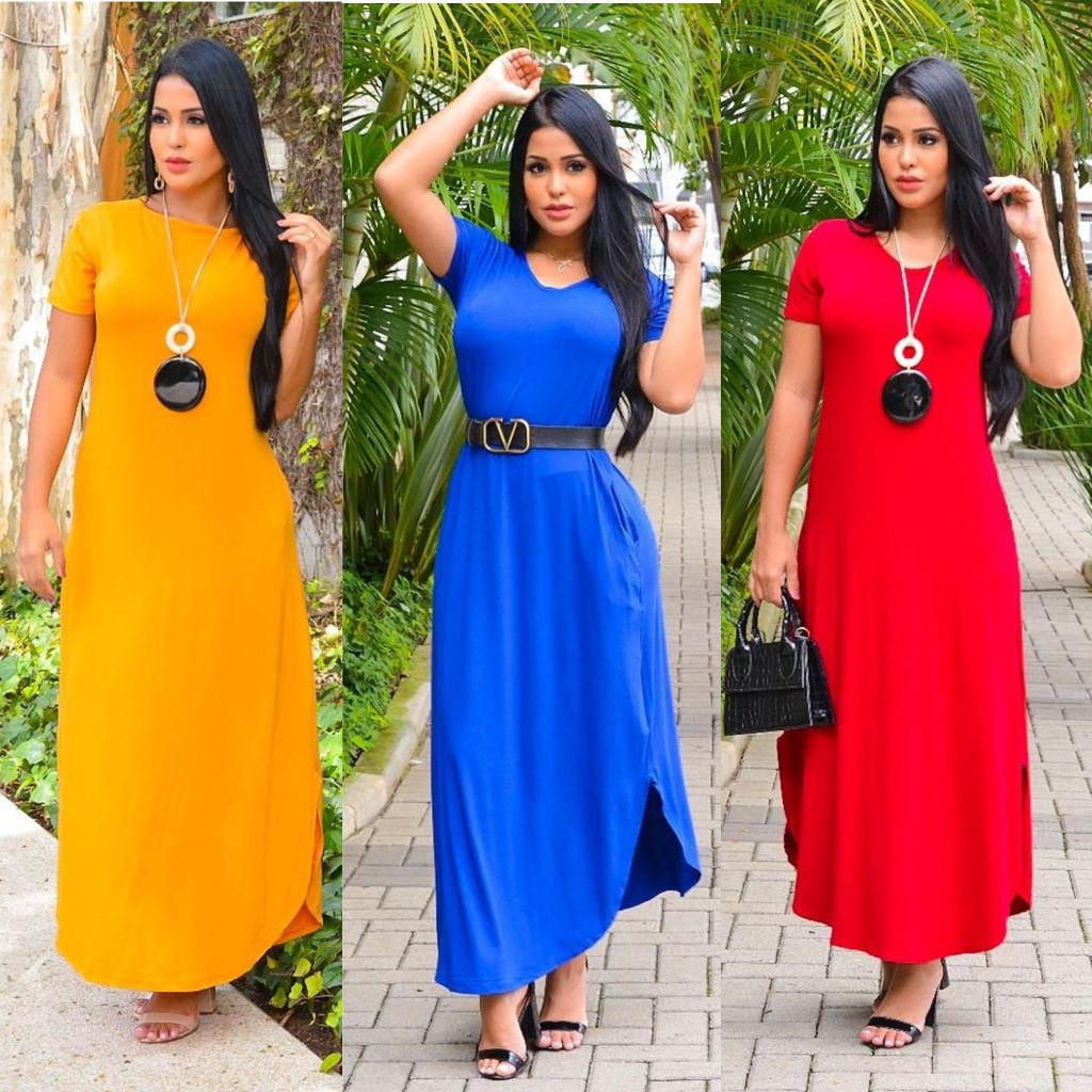 Vestido Longo Saruel Feminino em Viscolycra - Leveza e Sofisticação para a Moda Evangélica. em Oferta na Shopee