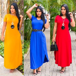 Vestido Longo Saruel Feminino em Viscolycra - Leveza e Sofisticação para a Moda Evangélica. em Oferta na Shopee