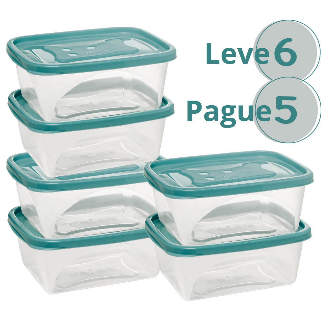 Kit 6 Potes de Comida 750 ML Leve 6 Pague 5 Azul Jaguar Potinho Alimento Marmita em Oferta na Shopee