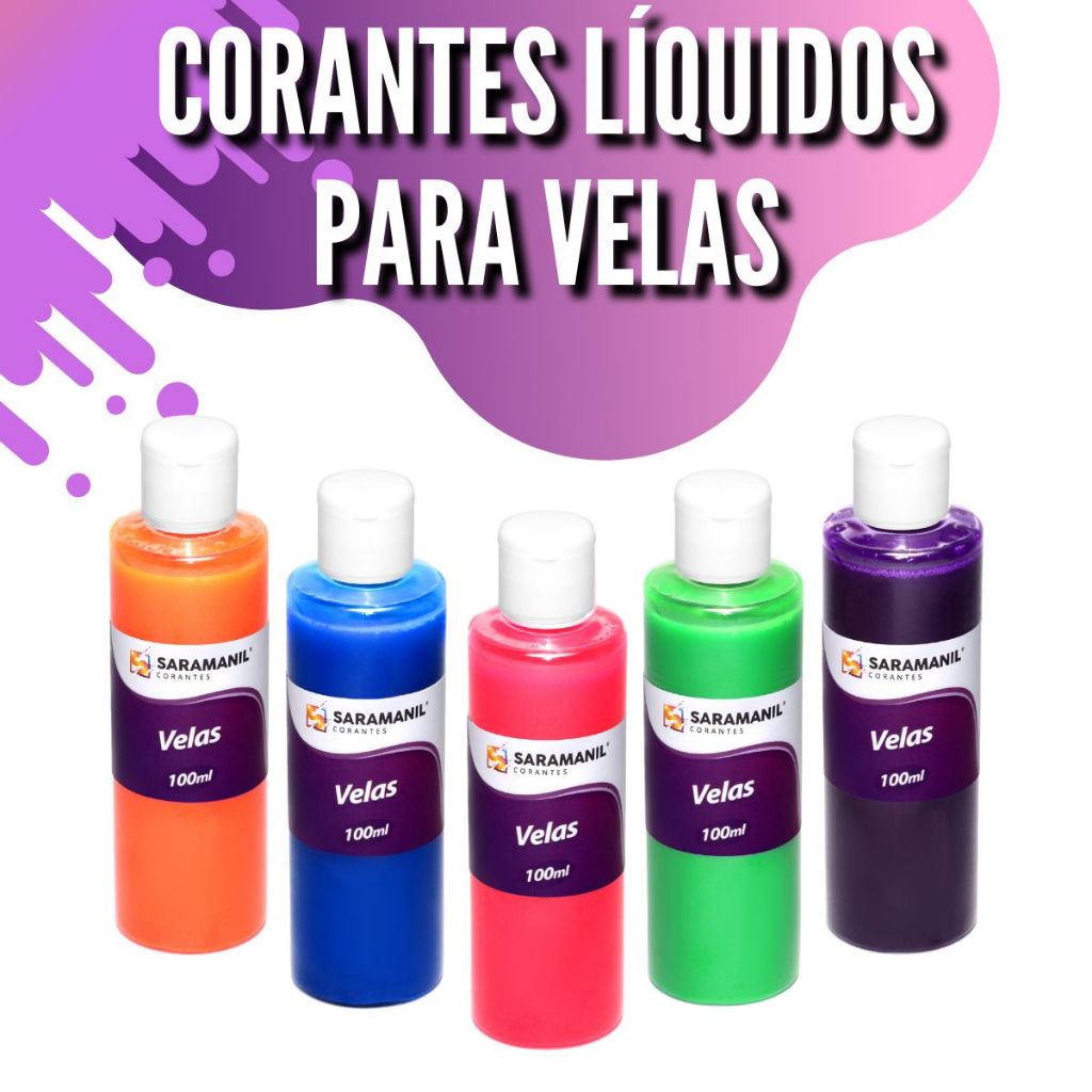 Kit 5 Corante Anilina para Velas Fluorescente Líquido 100ml Saramanil em Oferta na Shopee