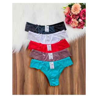 kit 10 calcinha tanga com renda poliéster tangão feminina calcinhas conforto