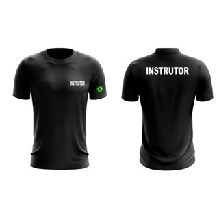 Camiseta Camisa Manga Curta Preta Logo Uniforme Profissional Empresa Instrutor Fardamento Farda