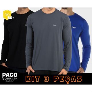KIT 3 Camisetas Térmicas Camisa com Proteção UV 50+ Blusa Masculina Manga Longa Segunda Pele Para Atividades Físicas