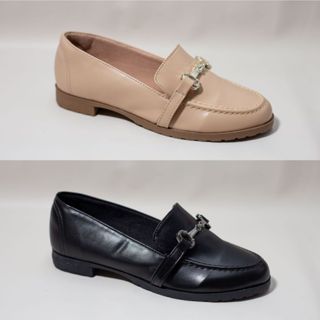 kit 2 Pares Mocassim Sola Tratorada Baixa Preto Nude Bege Clássico Sapatilha Social Maricotta em Oferta na Shopee