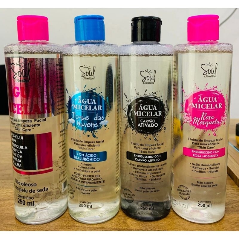 Água Micelar Facial Acido Hialurônico e Rosa Mosqueta 7 em 1 Limpeza Profunda Anti Oleosidade  Maquiagem Soul Cosmeticos
