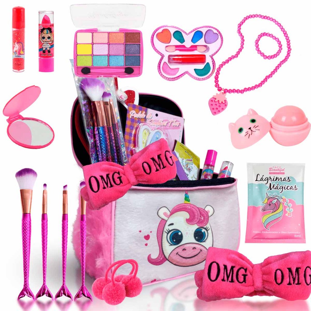 Maleta de maquiagem completa Infantil Princesinha Kit Infantil de Maquiagem Minha Primeira Make