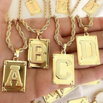 Colar com Inicial Letra Cordão Baiano com Pingente Folheado a Ouro 18k Femenino Acessórios femininos