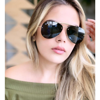 Óculos de sol feminino blogueira aviador blaze com proteção UV400 e acessórios