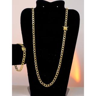 Corrente Laminada Italiana 6mm + Pulseira LaminadaItaliana 100% Moeda Antiga Laminada 6mm Conjunto Colar Cordao com Pingente Lacoste, Cruz Kit completo Ouro 18k